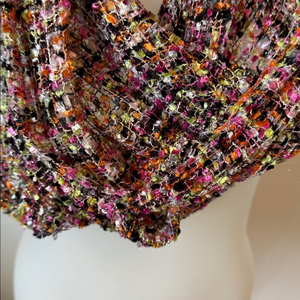 Pink Brown Green Fancy Ribbon Scarf Confetti Classic Accessory Multi colored - Picture 10 of 15
